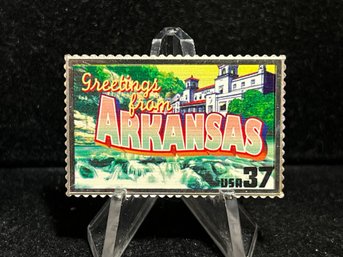 Greetings From America USPS Silver State Stamp 'Arkansas' 23.6g .999 Fine Silver Bar