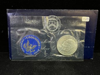 1971 U.S. Mint Eisenhower San Francisco Uncirculated Dollar Blue Envelope