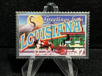 Greetings From America USPS Silver State Stamp 'Louisiana' 23.6g .999 Fine Silver Bar