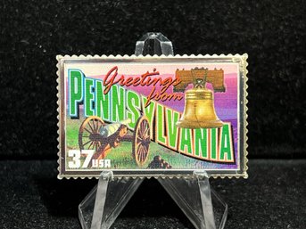 Greetings From America USPS Silver State Stamp 'Pennsylvania' 23.6g .999 Fine Silver Bar