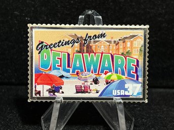 Greetings From America USPS Silver State Stamp 'Delaware' 23.6g .999 Fine Silver Bar