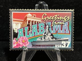Greetings From America USPS Silver State Stamp 'alabama' 23.6g .999 Fine Silver Bar