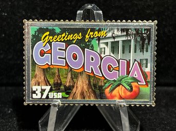 Greetings From America USPS Silver State Stamp 'Georgia' 23.6g .999 Fine Silver Bar