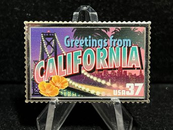 Greetings From America USPS Silver State Stamp 'california' 23.6g .999 Fine Silver Bar