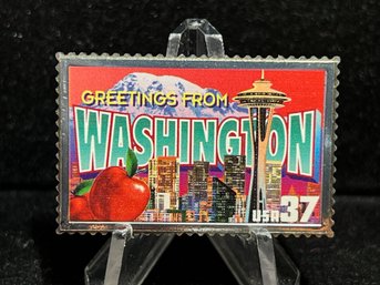 Greetings From America USPS Silver State Stamp 'Washington' 23.6g .999 Fine Silver Bar