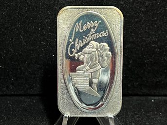 Vintage Merry Christmas One Ounce .999 Fine Silver Bar