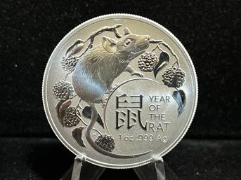 2020 Australia Year Of The Rat 1 Dollar One Troy Ounce .999 Fine Silver Coin