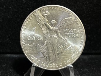 1984 Mexico 1 Onza One Troy Ounce .999 Fine Silver Coin