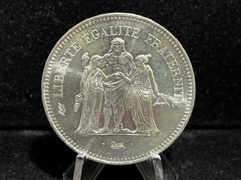 1977 50 Francs  .868 Troy Ounce .90 Fine Silver Coin