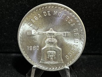1980 Mexico 1 Onza One Troy Ounce .999 Fine Silver Coin