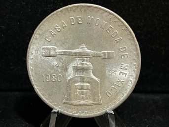 1980 Mexico 1 Onza One Troy Ounce .999 Fine Silver Coin