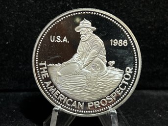 1986 Englehard Prospector One Troy Ounce .999 Fine Silver Round
