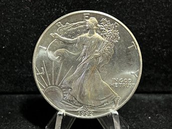 1992 United States Silver Eagle One Troy Ounce .999 Fine Silver Coin