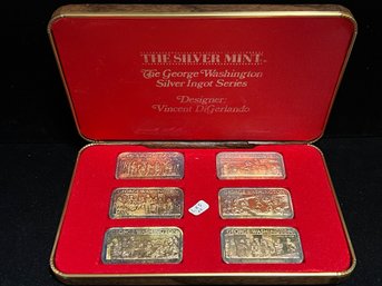 The Silver Mint George Washington Ingot Series 3.85 Oz Total Weight .999 Fine Silver Bar Set - Gold Plated