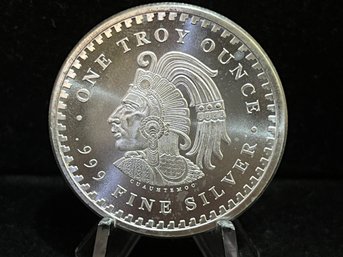 Aztec Calendar One Troy Ounce .999 Fine Silver Round