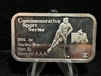 Englehard Commemorative Sports Series Hockey One Troy Ounce .999 Fine Silver Bar