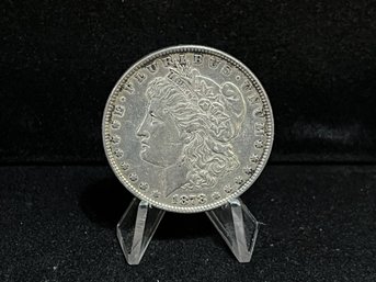 1878 P Morgan Silver Dollar - Almost Uncirculated - 7 Tail Feather