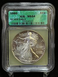 1990 Silver Eagle 1 Oz .999 Silver Bullion ICG MS69