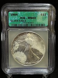 1994 Silver Eagle 1 Oz .999 Silver Bullion ICG MS69