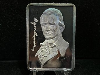 Fathers Of American Democracy Roger Sherman One Troy Ounce .999 Fine Silver Bar