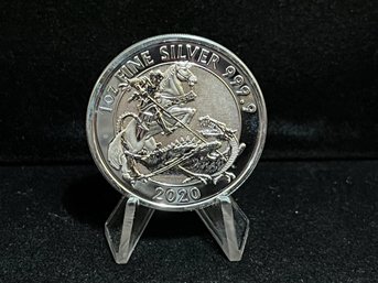 2020 Britain St. George And The Dragon 2 Pound One Troy Ounce .999 Fine Silver Coin