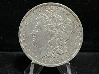 1891 P Morgan Silver Dollar - Almost Uncirculated