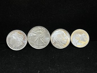 Lot Of 4 Mixed 1/4 Troy Ounce .999 Fine Silver Rounds - 1 Ounce Total