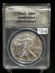 2017 P United States American Eagle Silver Dollar - ANACS MS69