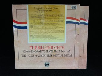 1993 US Mint James Madison Bill Of Rights Commemorative Silver Half Dollar