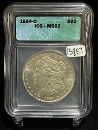 1884 O Morgan Silver Dollar - Almost Uncirculated - ICG MS62