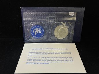 1974 U.S. Mint Eisenhower San Francisco Uncirculated Dollar Blue Envelope