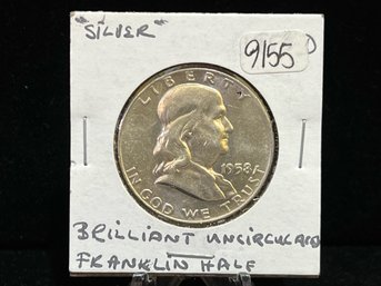 1958 D Franklin Silver Half Dollar - Brilliant Uncirculated