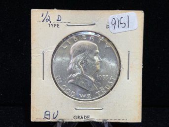 1955 Franklin Silver Half Dollar - Brilliant Uncirculated - Key Date