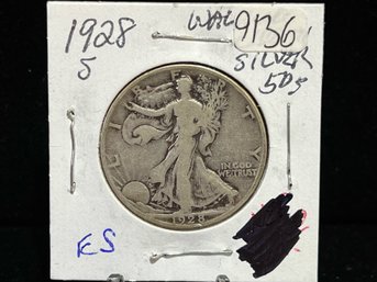 1928 S Walking Liberty Silver Half Dollar - Fine