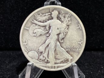 1918 S Walking Liberty Silver Half Dollar - Good