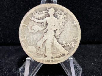 1917 S Walking Liberty Silver Half Dollar - Average Circulated