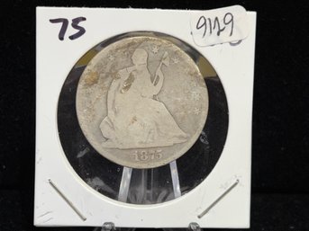 1875 Silver Seated Liberty Half Dollar - Average Circulated