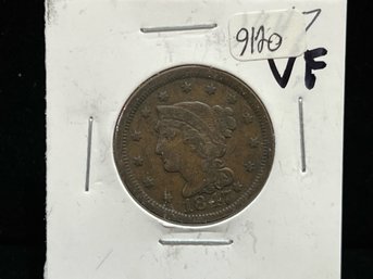 1847 Large Cent Liberty Head - Very Fine