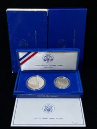 1986 US Mint Liberty Proof Silver Dollar And Clad Half Dollar Commemorative Coins