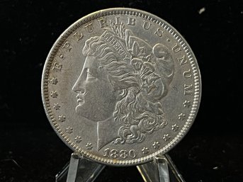 1880 P Morgan Silver Dollar - Almost Uncirculated