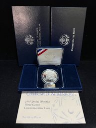 1995 US Mint Special Olympics World Games Commemorative Proof Silver Dollar