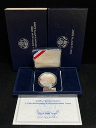 1996 US Mint Smithsonian Institution 150th Anniversary Commemorative Proof Silver Dollar