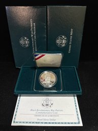 1998 S US Mint Black Revolutionary War Patriots Crispus Attucks Commemorative Proof Silver Dollar