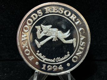 1994 Foxwoods Resort Casino Hollywood Classics Groucho Marx 1.5 Troy Ounce .999 Fine Silver Casino Token