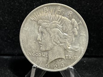 1924 P Peace Silver Dollar - Almost Uncirculated