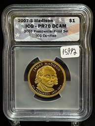 2007 S US James Madison Presidential Dollar - ICG PR70 DCAM