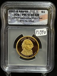 2007 S US John Adams Presidential Dollar - ICG PR70 DCAM