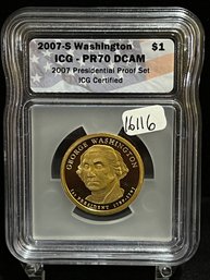 2007 S US George Washington Presidential Dollar - ICG PR70 DCAM