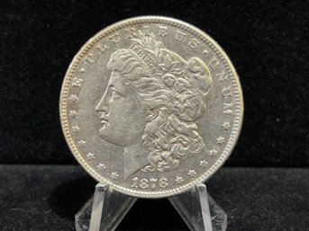 1878 P Morgan Silver Dollar - 7 Tail Feathers - Almost Uncirculated