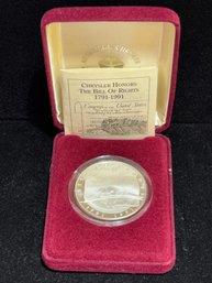 1991 Chrysler Honors The Bill Of Rights One Troy Ounce Silver Round